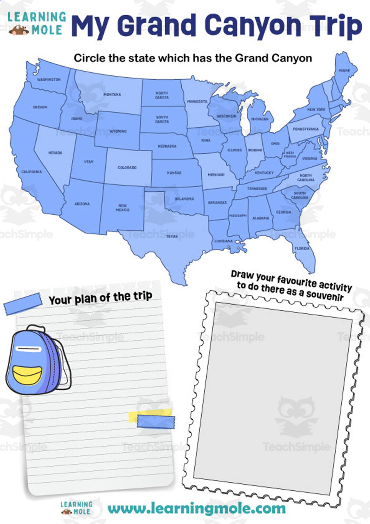 An educational teaching resource from Educational Voice entitled Grand Canyon Activity downloadable at Teach Simple.