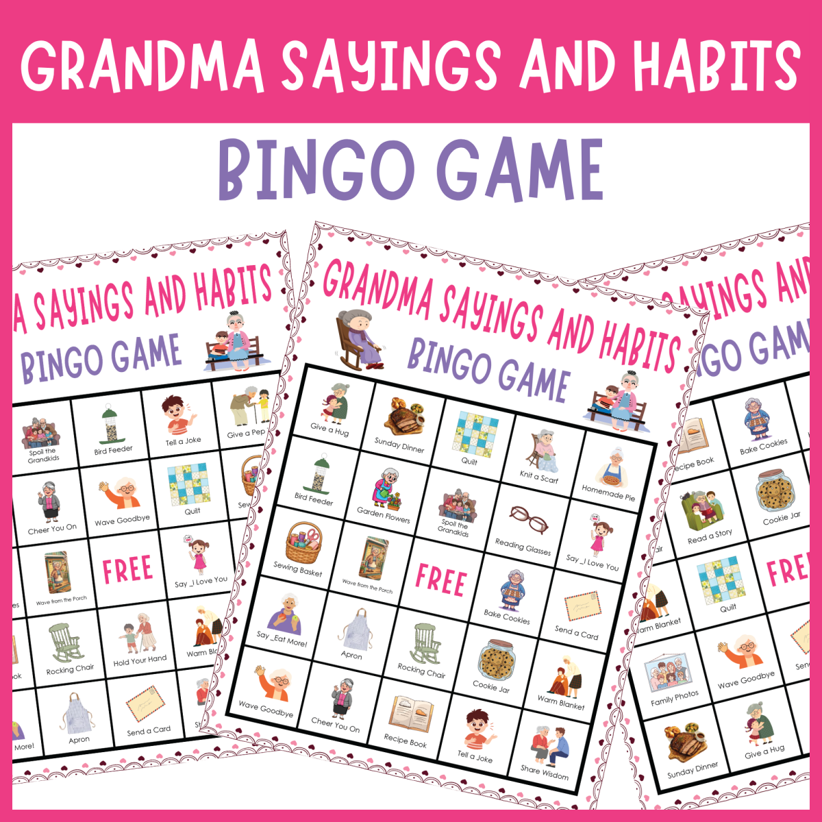 An educational teaching resource from The Clever Llama entitled Grandma Sayings & Habits bingo bame grandparents day activities downloadable at Teach Simple.