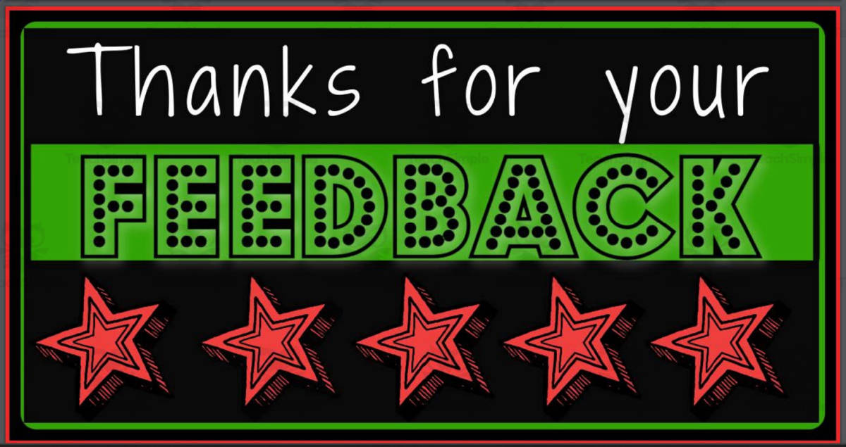 An educational teaching resource from FlairSquare Educational Resources entitled Graphic: Thanks for your Feedback downloadable at Teach Simple.