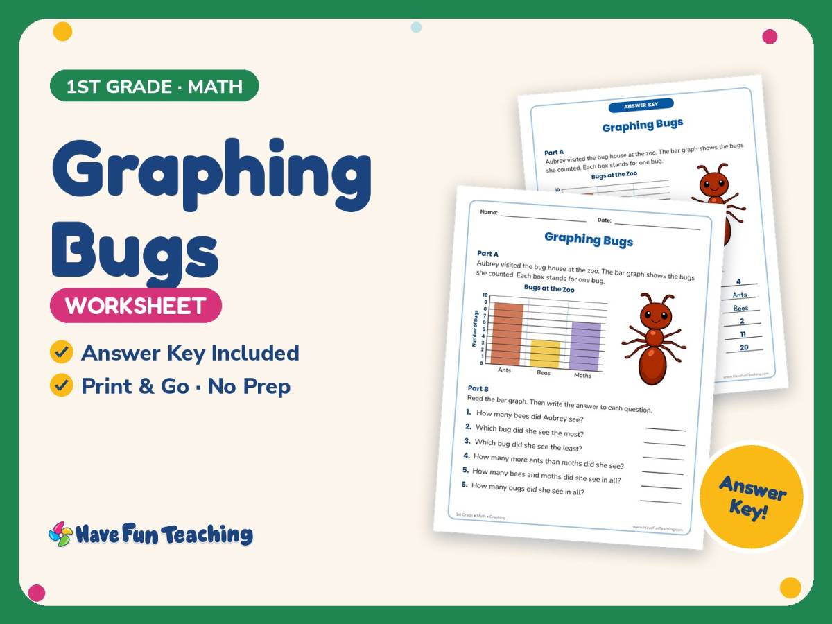 Graphing Bugs Worksheet – 1st Grade Insects Practice + Answer Key preview