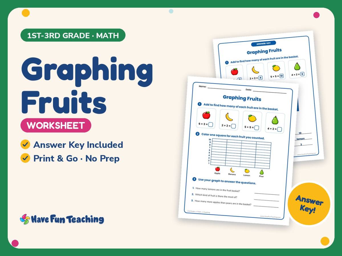 Graphing Fruits Worksheet – 1st-3rd Grade Addition & Food Practice preview