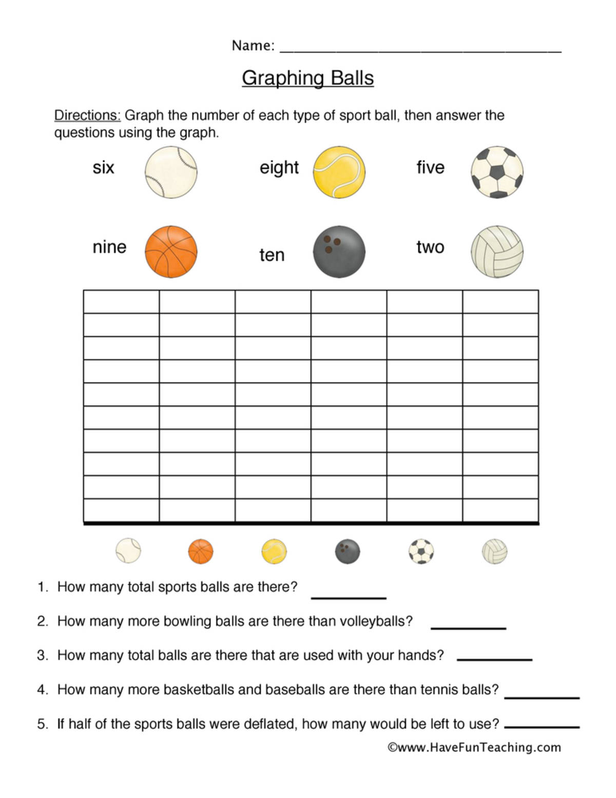 An educational teaching resource from Have Fun Teaching entitled Graphing Sports Worksheet downloadable at Teach Simple.
