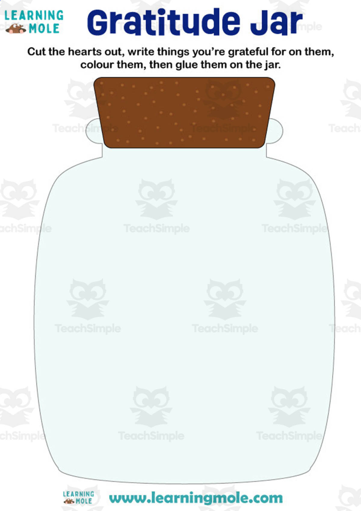 An educational teaching resource from Educational Voice entitled Gratitude Jar Activity downloadable at Teach Simple.