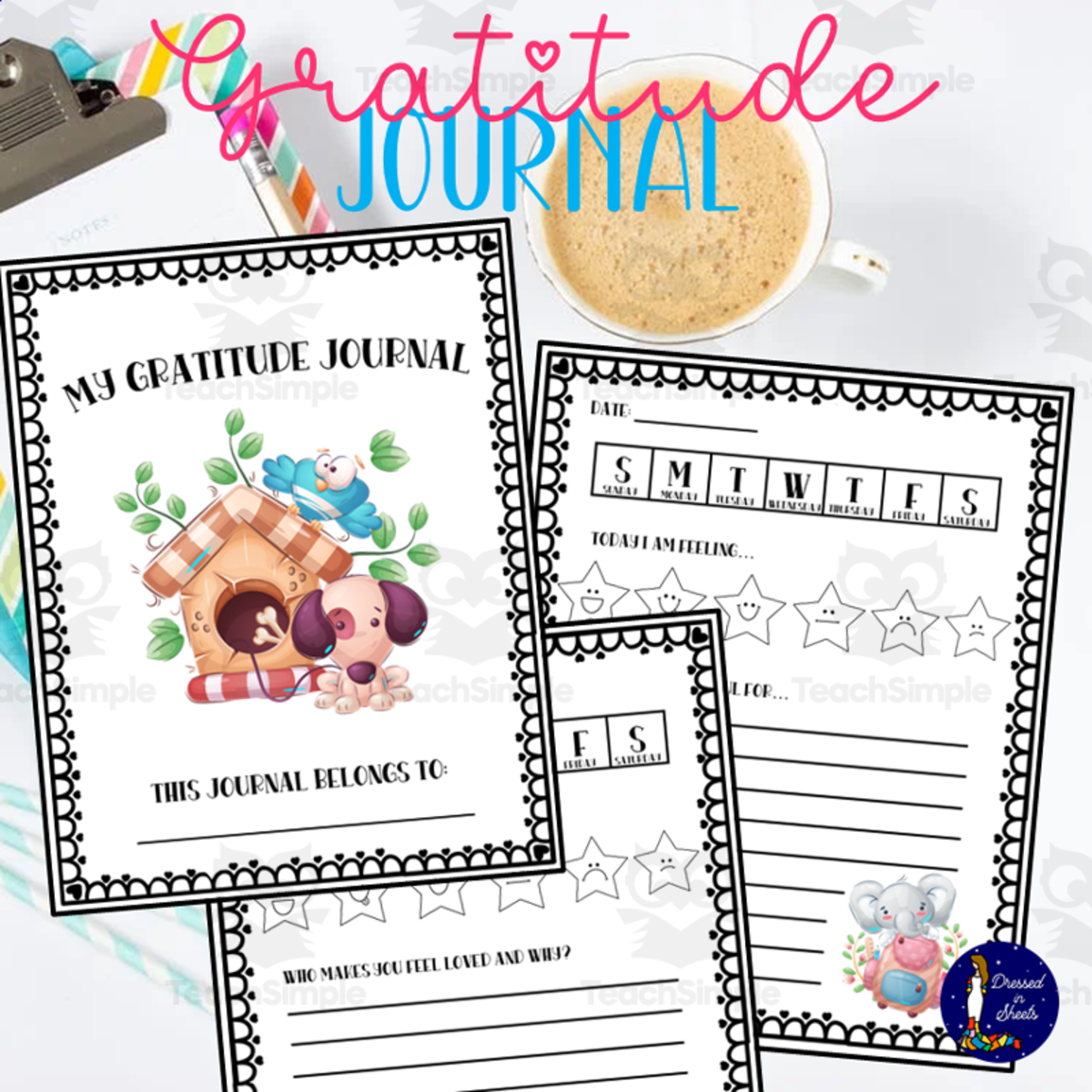 An educational teaching resource from Soumara Siddiqui entitled Gratitude Journal for Little Hands downloadable at Teach Simple.