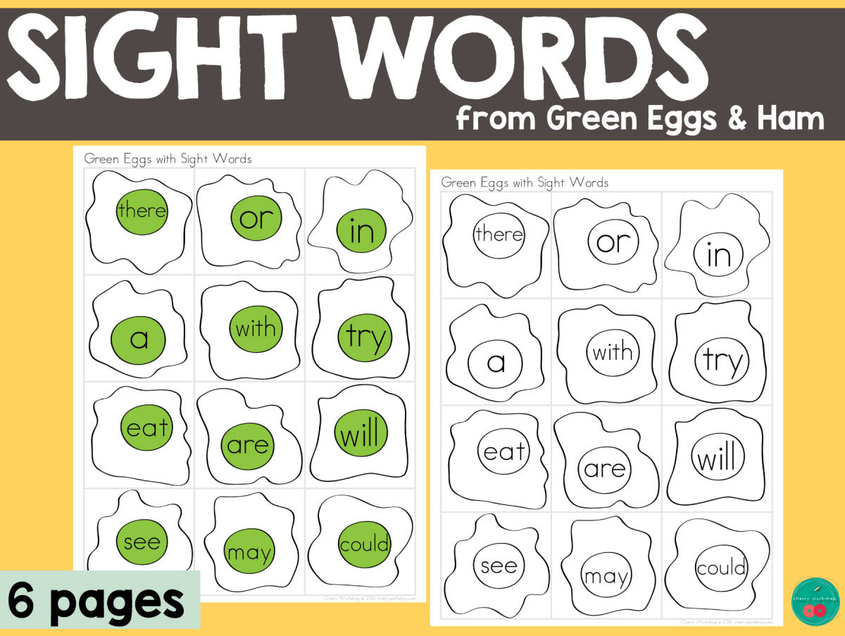 An educational teaching resource from Cherry Workshop entitled Green Eggs & Ham Sight Words Dr Seuss Week Activity downloadable at Teach Simple.