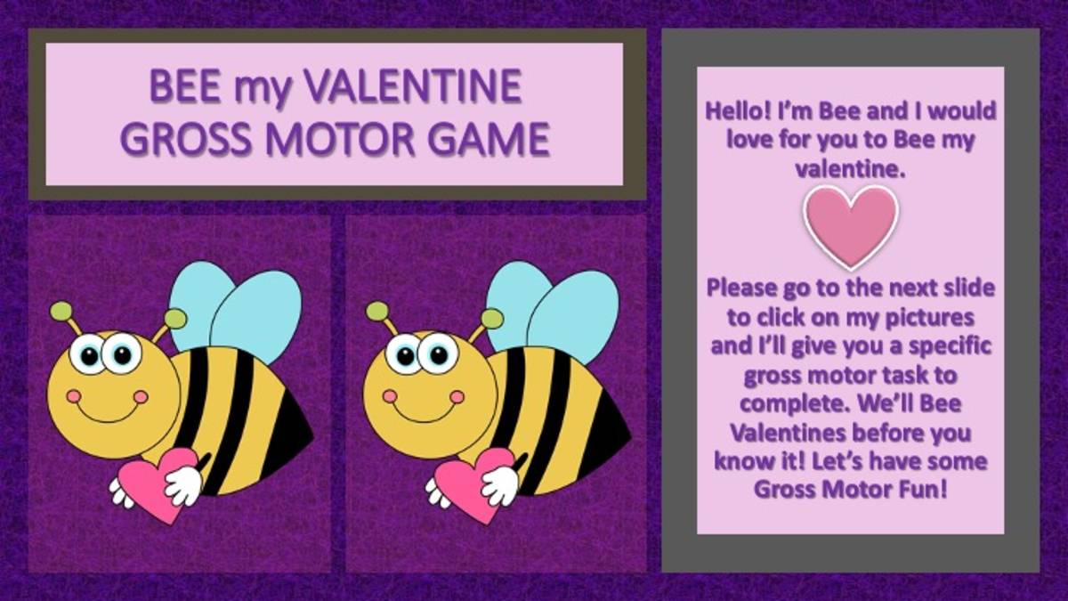 An educational teaching resource from Miracles and Moree Therapy LLC entitled Gross Motor Game: BEE my VALENTINE downloadable at Teach Simple.