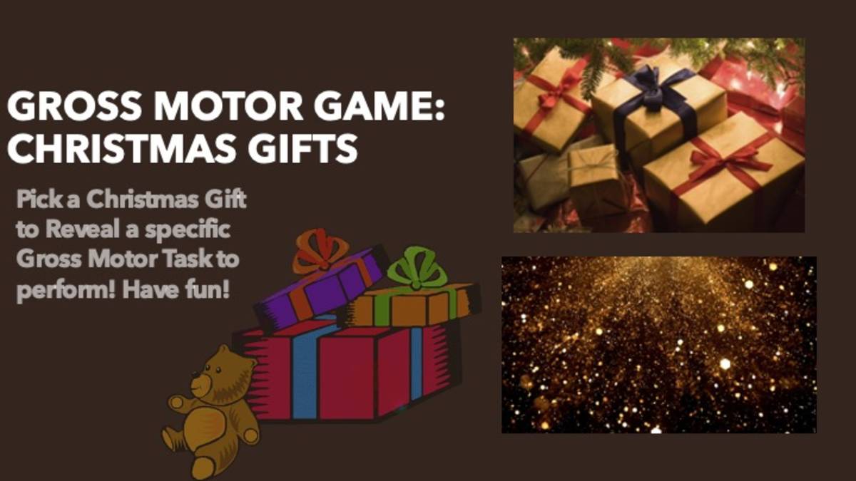 An educational teaching resource from Miracles and Moree Therapy LLC entitled Gross Motor Game: Christmas Gifts downloadable at Teach Simple.