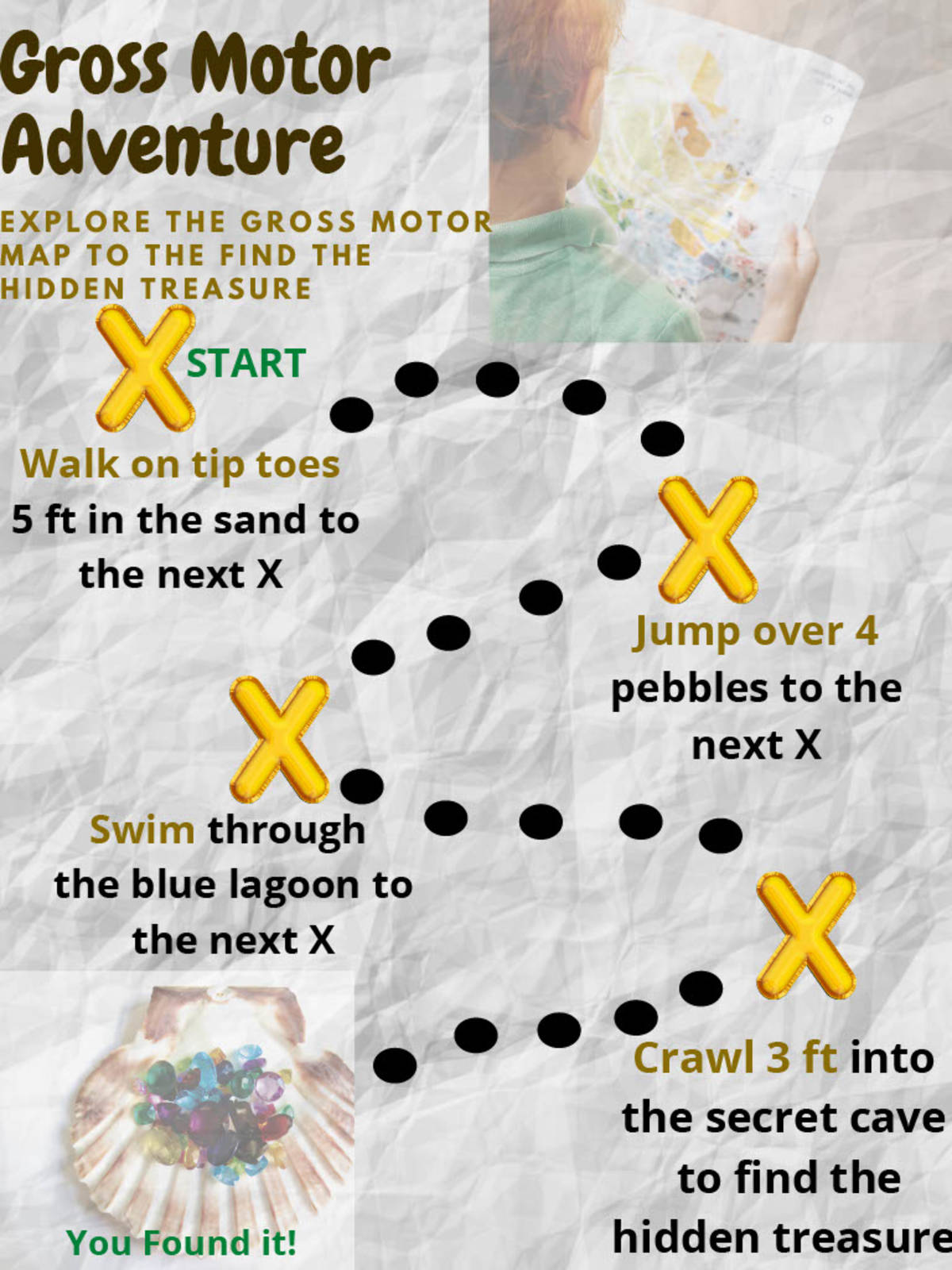 An educational teaching resource from Miracles and Moree Therapy LLC entitled Gross Motor Map Adventure downloadable at Teach Simple.