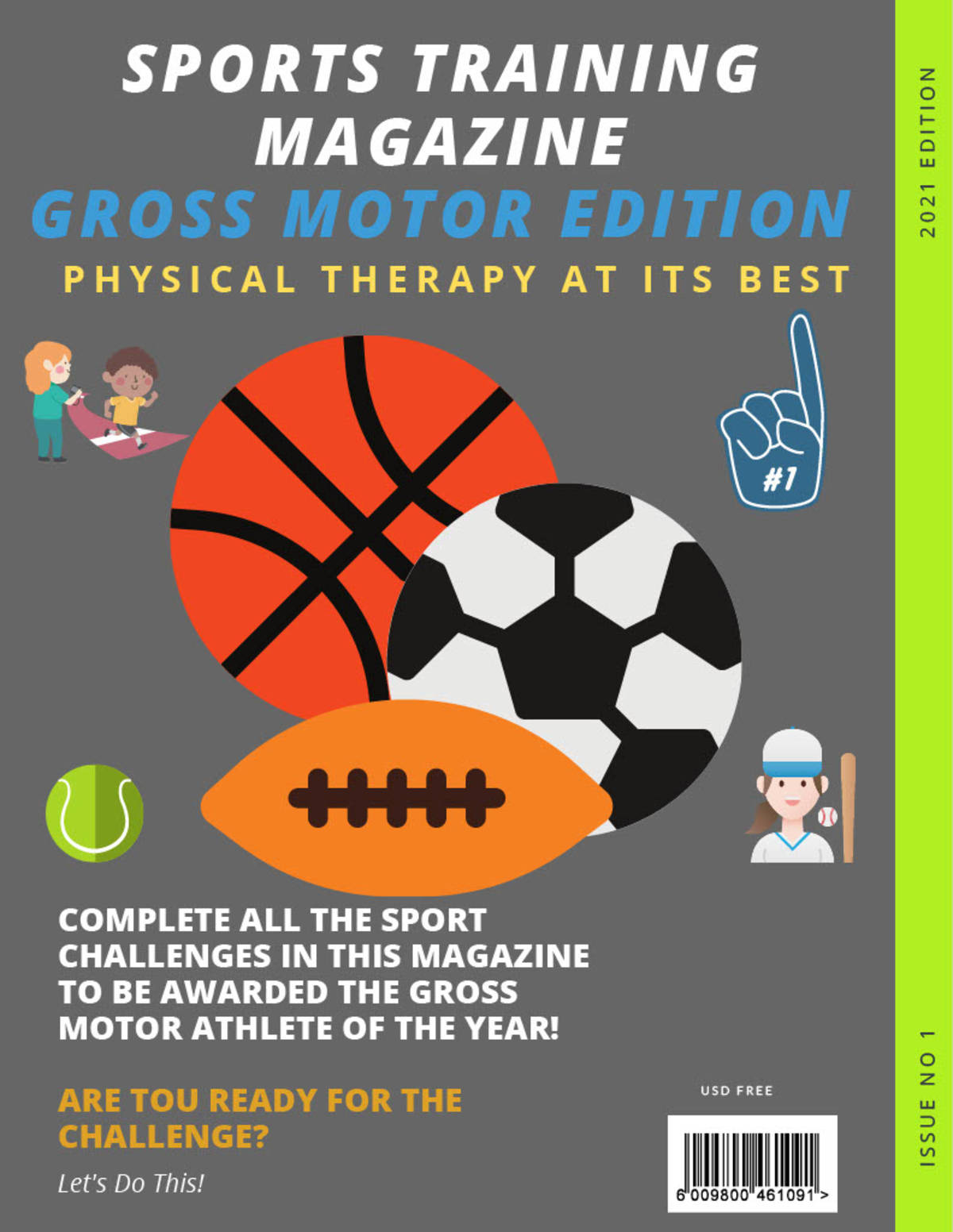 An educational teaching resource from Miracles and Moree Therapy LLC entitled Gross Motor Sports Magazine: Physical Therapy Challenge downloadable at Teach Simple.
