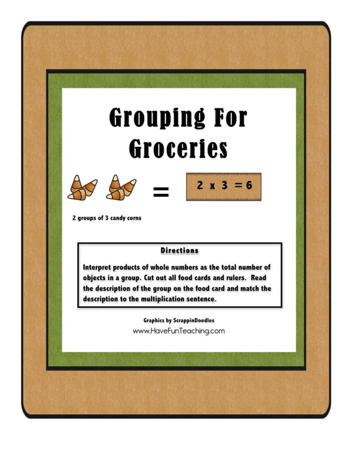 An educational teaching resource from Have Fun Teaching entitled Grouping for Groceries Multiplication Activity downloadable at Teach Simple.