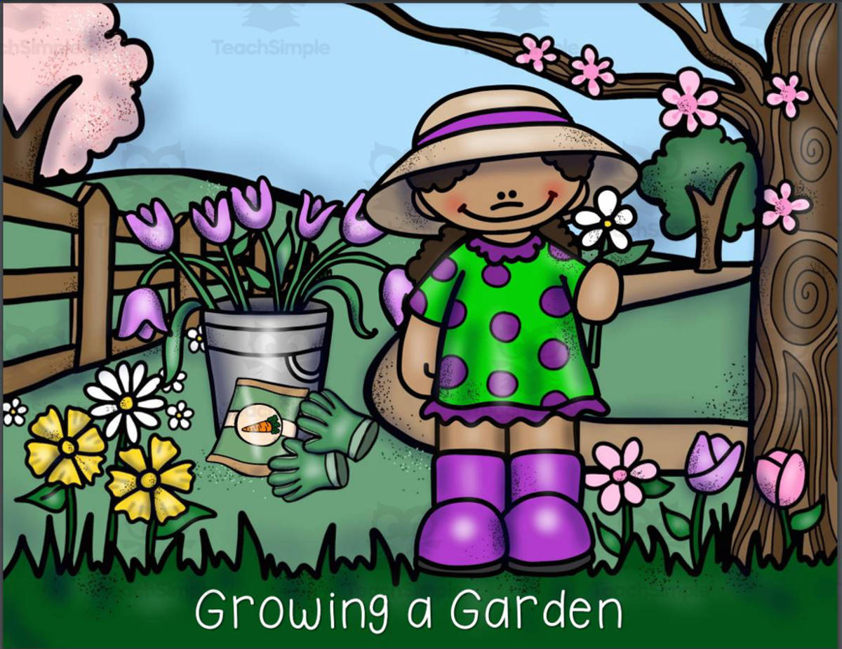 An educational teaching resource from Glitter and Grace entitled Growing a Garden (The Life Cycle of a Flower) downloadable at Teach Simple.