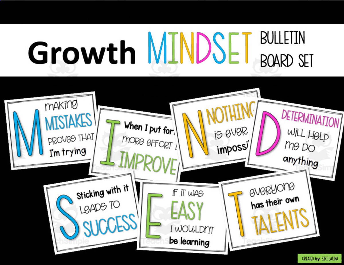An educational teaching resource from Siri Latina entitled Growth Mindset Bulletin Board Set downloadable at Teach Simple.