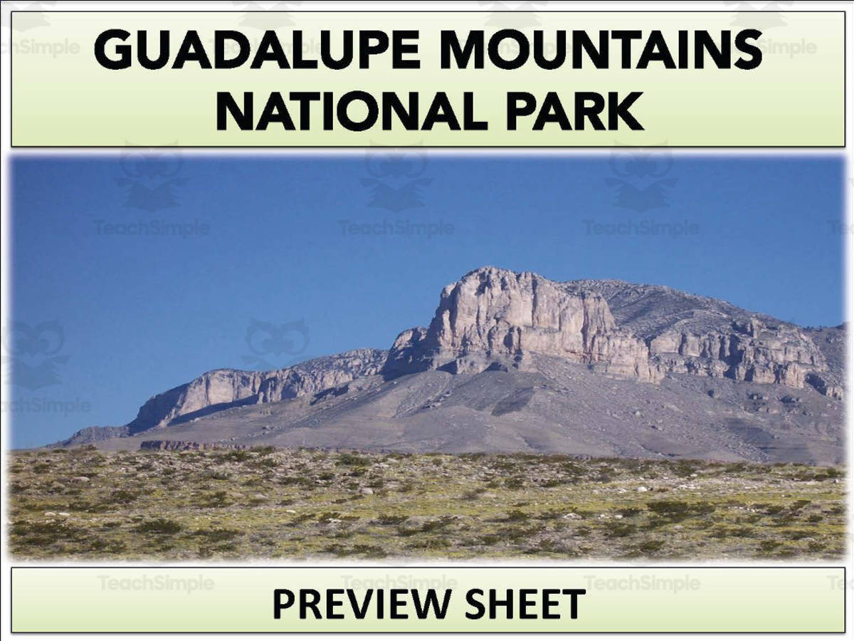 An educational teaching resource from Mr Gray History entitled Guadalupe Mountains National Park Geography Unit downloadable at Teach Simple.