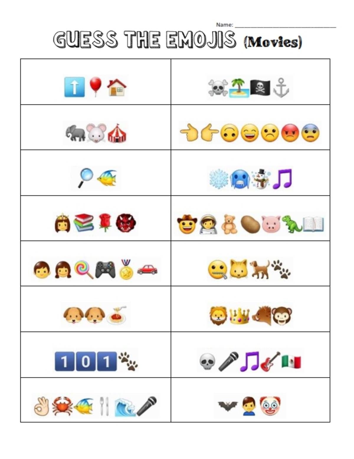 An educational teaching resource from Brave Education entitled Guess the Emoji – Movies Edition for High School downloadable at Teach Simple.