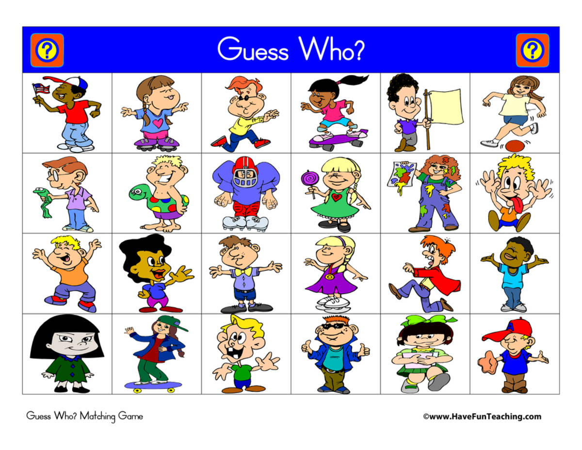 An educational teaching resource from Have Fun Teaching entitled Guess Who Matching Game Activity downloadable at Teach Simple.