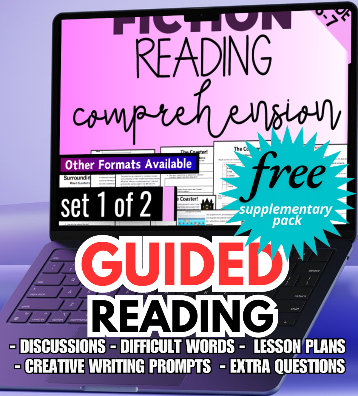 An educational teaching resource from Cored Education entitled Guided Reading Activities and Lesson Plans Fiction Set 1 downloadable at Teach Simple.