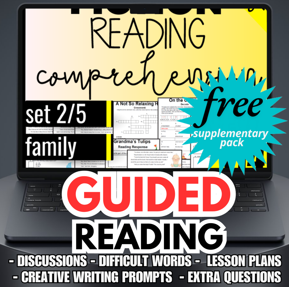 An educational teaching resource from Cored Education entitled Guided Reading Activities and Lesson Plans Fiction Set 2 - Family downloadable at Teach Simple.