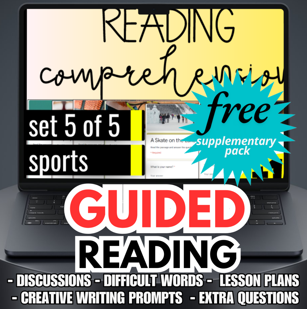 An educational teaching resource from Cored Education entitled Guided Reading Activities and Lesson Plans Fiction Set 5 - Sports downloadable at Teach Simple.