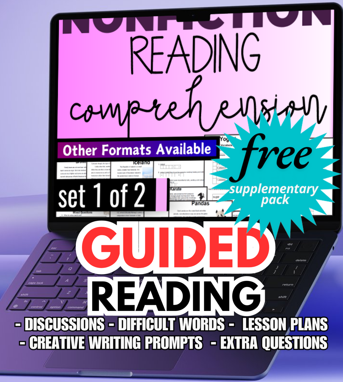 An educational teaching resource from Cored Education entitled Guided Reading Activities and Lesson Plans Nonfiction Set 1 downloadable at Teach Simple.