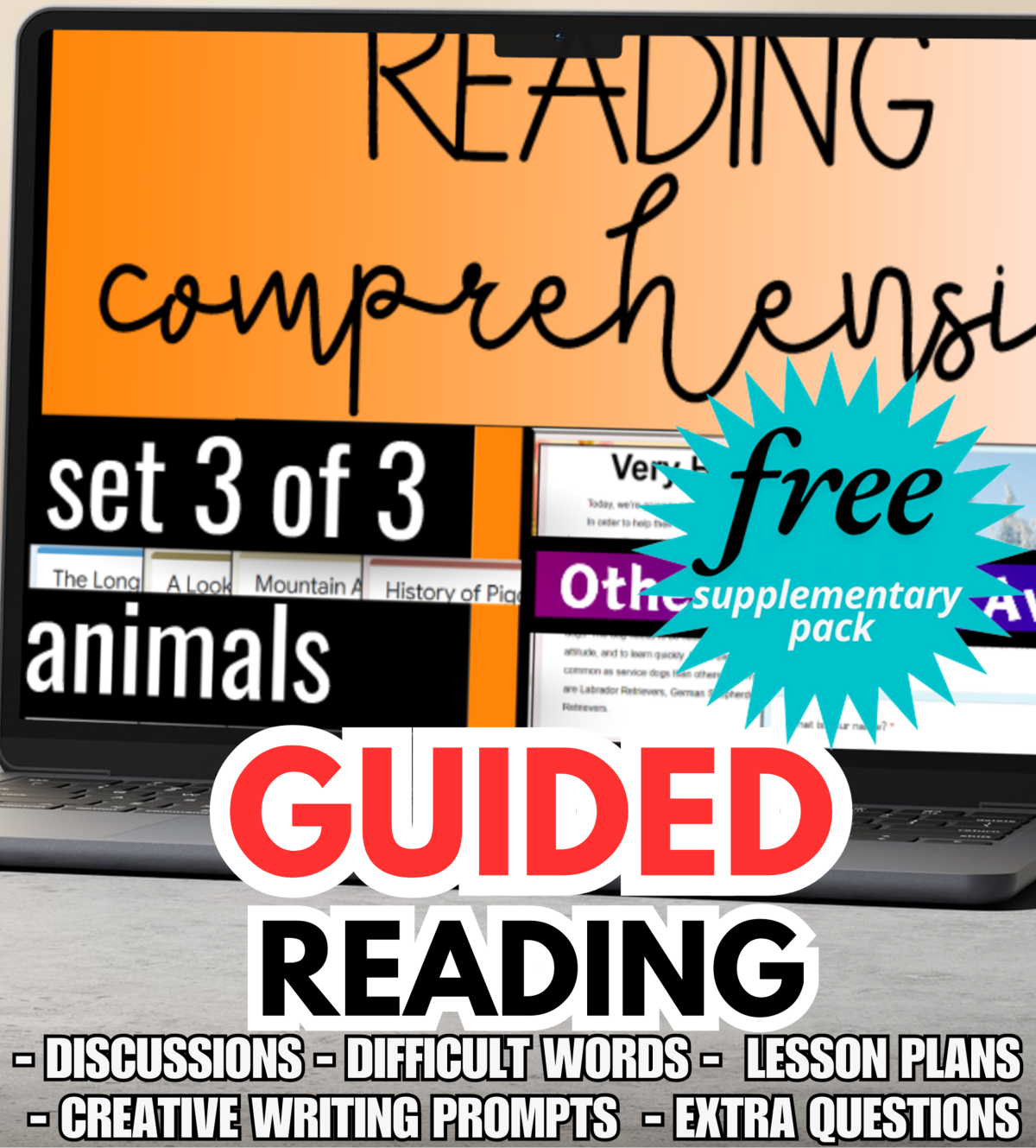 An educational teaching resource from Cored Education entitled Guided Reading Activities and Lesson Plans Nonfiction Set 3 - Animals downloadable at Teach Simple.