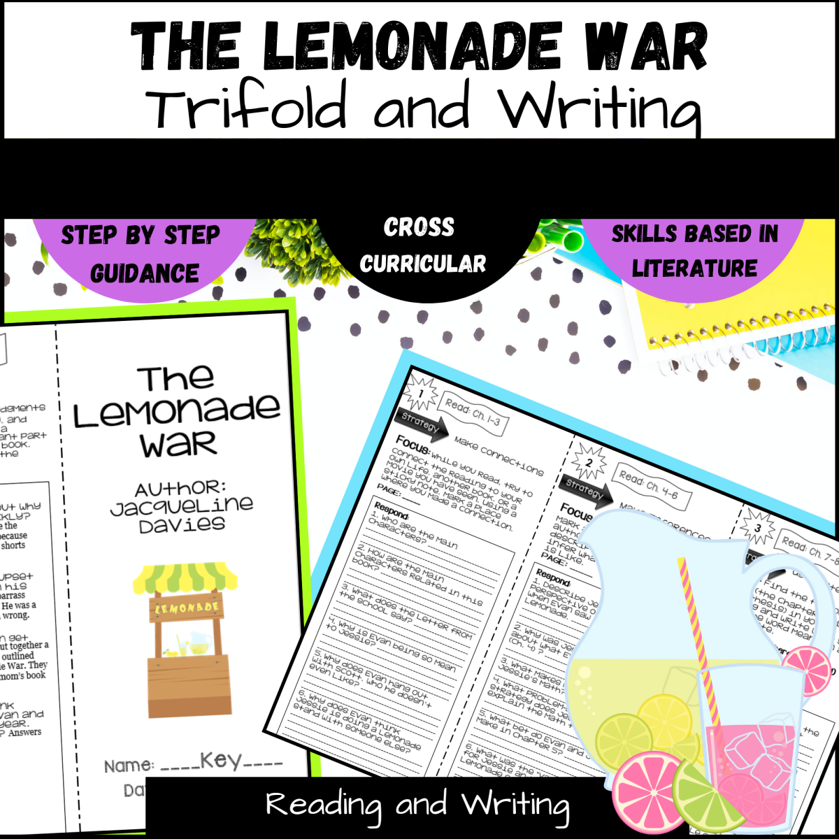 An educational teaching resource from Kel's Klass entitled Guided Reading Activity The Lemonade War Trifold Book Report downloadable at Teach Simple.