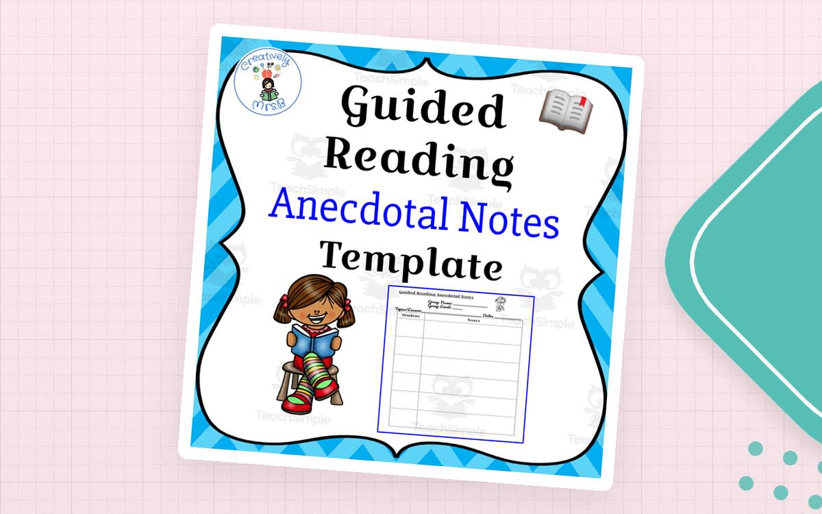 An educational teaching resource from Creatively Mrs. B entitled Guided Reading Anecdotal Notes – Group Template downloadable at Teach Simple.
