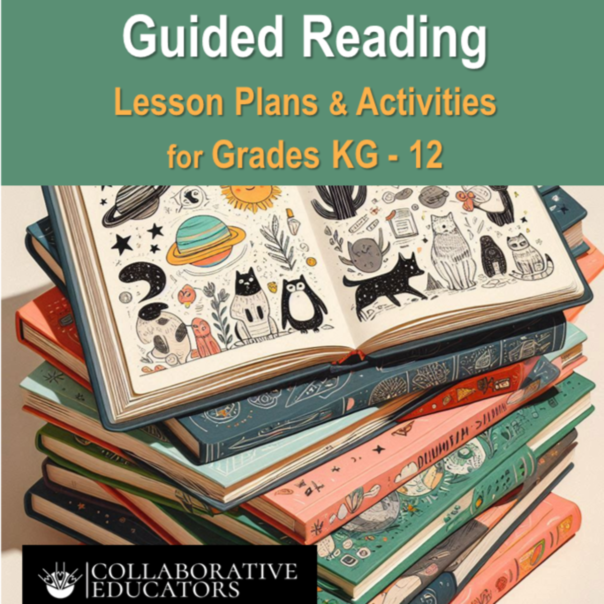 An educational teaching resource from Bright Classroom Ideas Marketplace entitled Guided Reading Lesson Plan & Activities Grades KG-12 (13-Book Bundle) downloadable at Teach Simple.
