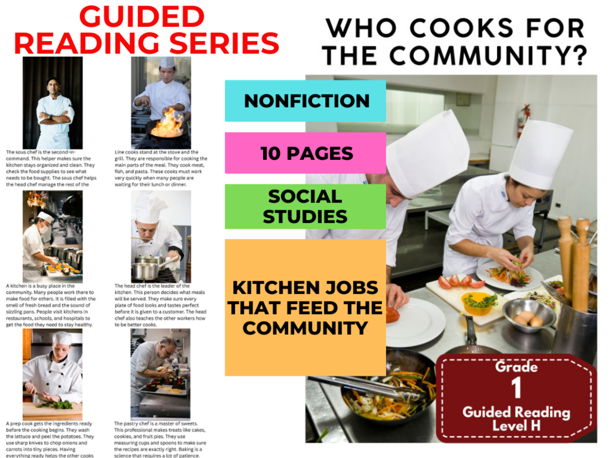 An educational teaching resource from Cored Education entitled Guided Reading Level H - Who Cooks for the Community downloadable at Teach Simple.