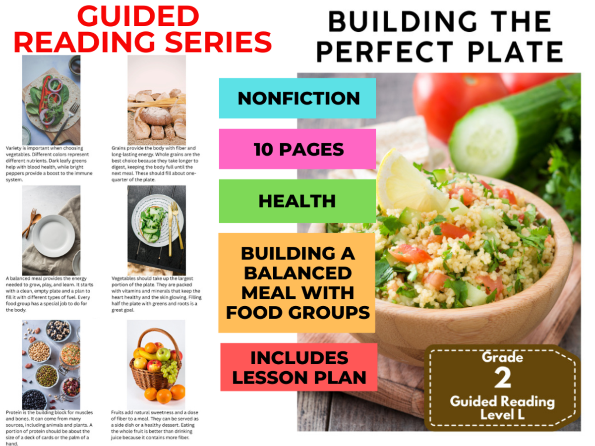 An educational teaching resource from Cored Education entitled Guided Reading Level L - Building the Perfect Plate (with Lesson Plan) downloadable at Teach Simple.