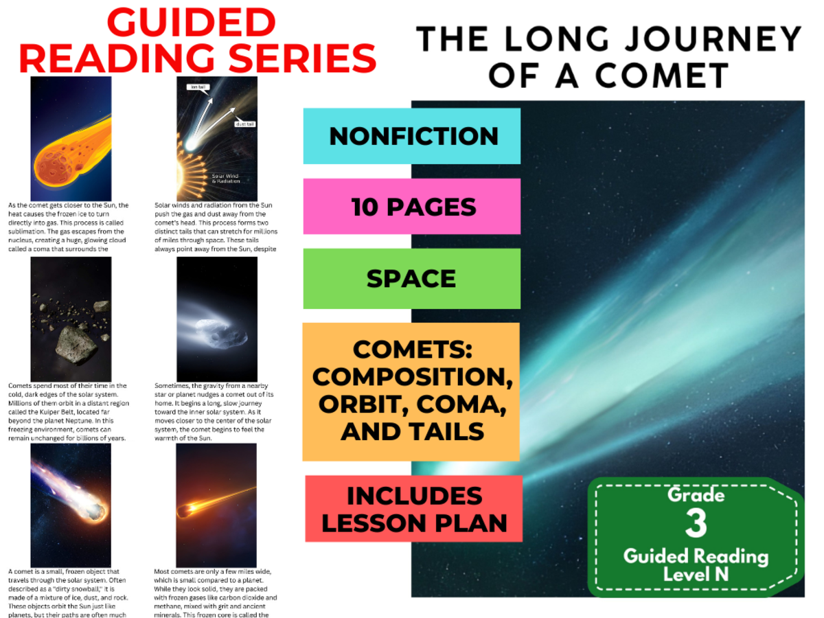 An educational teaching resource from Cored Education entitled Guided Reading Level N - The Long Journey of Comets (with Lesson Plan) downloadable at Teach Simple.