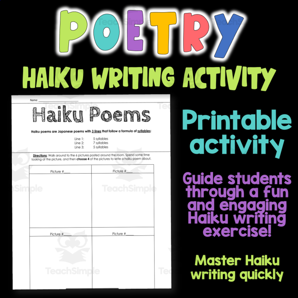 An educational teaching resource from The Language of Learning entitled Haiku Poem Activity downloadable at Teach Simple.