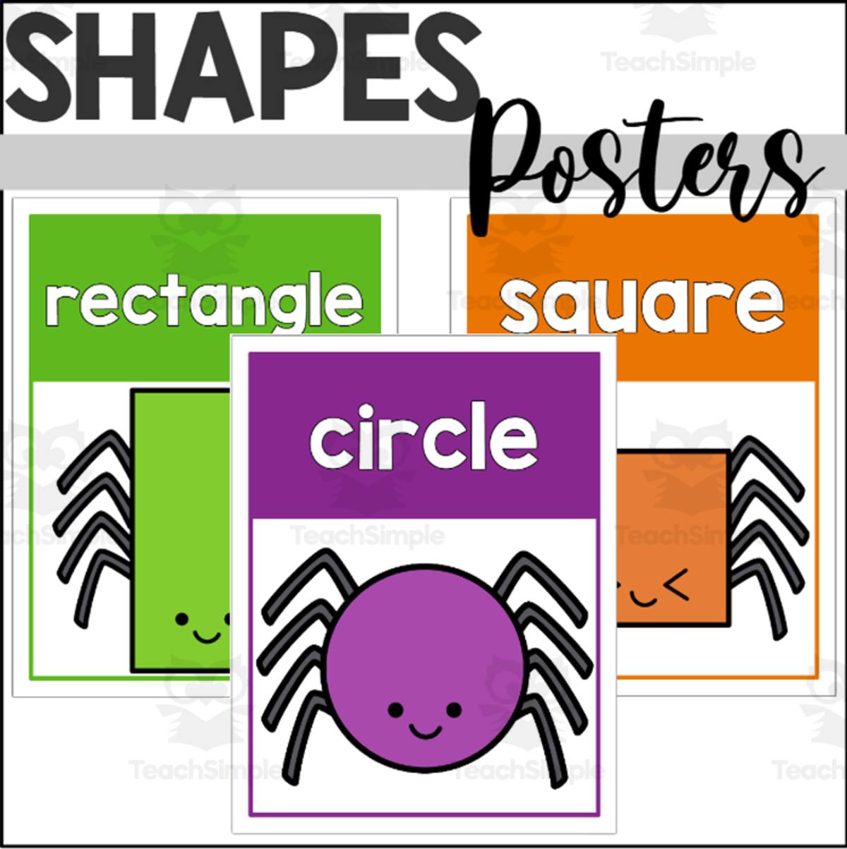An educational teaching resource from The Connett Connection entitled Halloween 2D Shape Posters with Spiders downloadable at Teach Simple.