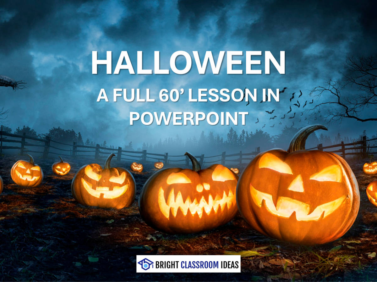 An educational teaching resource from Bright Classroom Ideas Marketplace entitled Halloween 60' Full PowerPoint Lesson downloadable at Teach Simple.