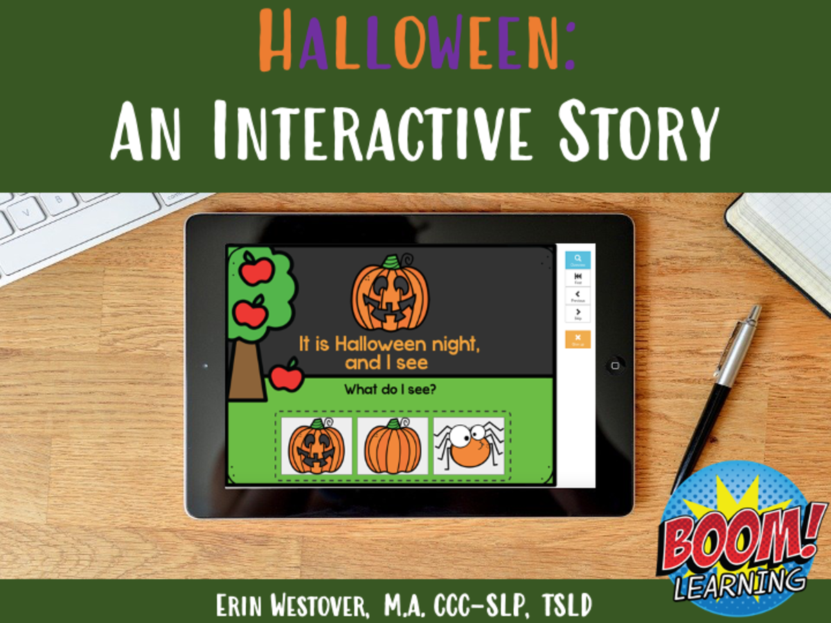 An educational teaching resource from The Tattooed Speechie entitled Halloween: An Interactive Story - BOOM Cards downloadable at Teach Simple.