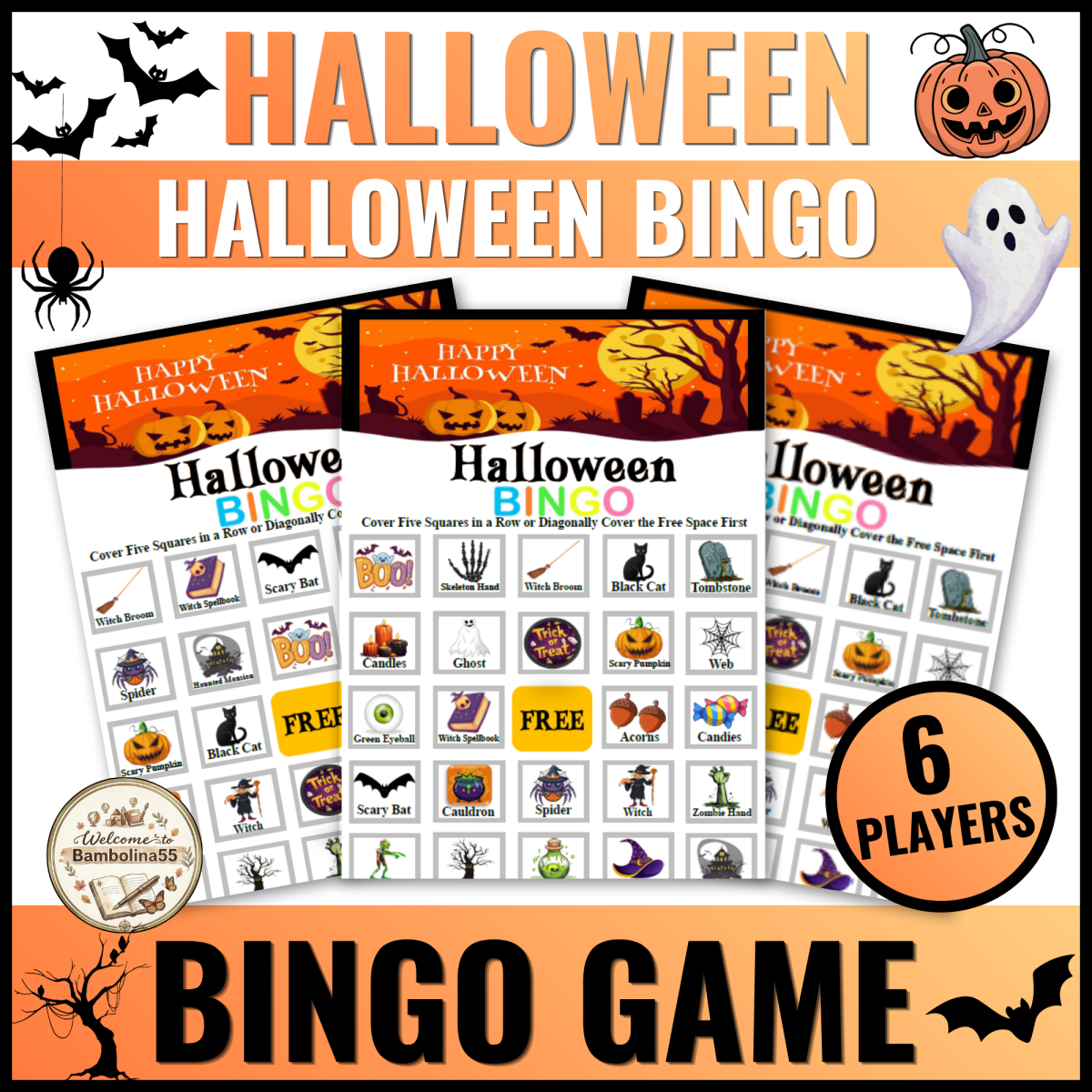 An educational teaching resource from Bambolina55 entitled Halloween Bingo Game for Kindergarten downloadable at Teach Simple.