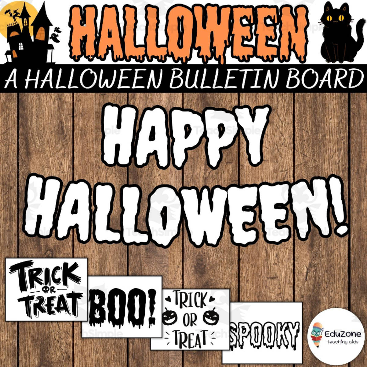 An educational teaching resource from Style Your Classroom entitled Halloween Bulletin Board and Door Decor Engaging Ideas for Classroom downloadable at Teach Simple.