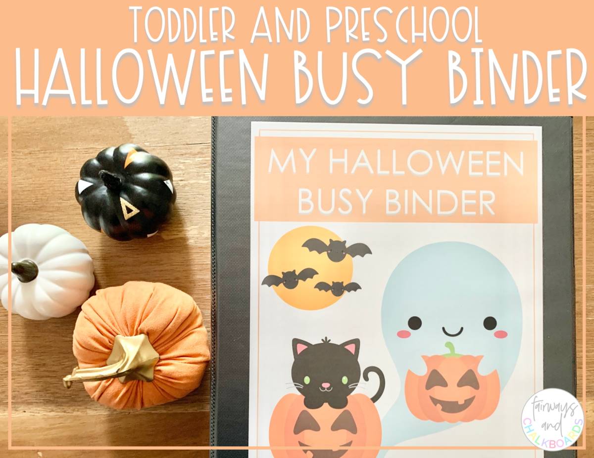 An educational teaching resource from Fairways and Chalkboards entitled Halloween Busy Binder | Preschool Activities downloadable at Teach Simple.