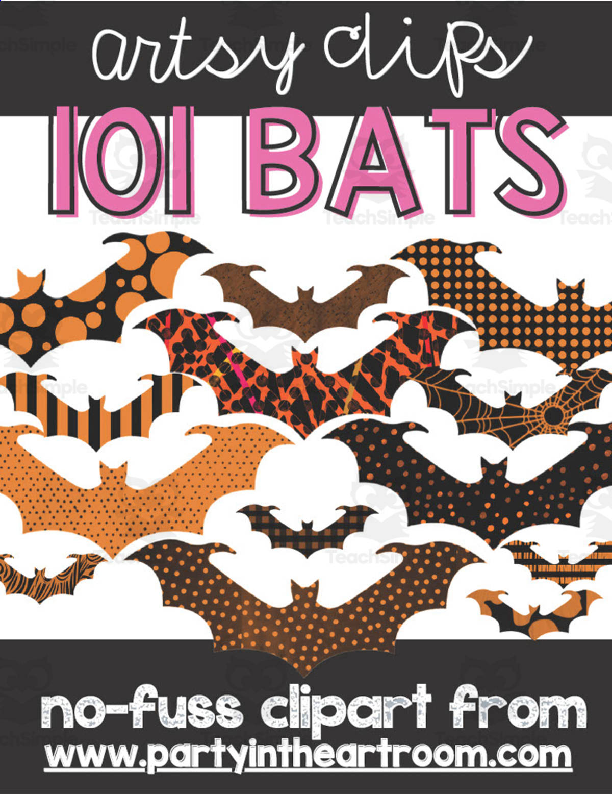 An educational teaching resource from Party in the Art Room - Arts & Crafts for Kids | Arts Integration entitled Halloween Clip Art - 101 Bats downloadable at Teach Simple.