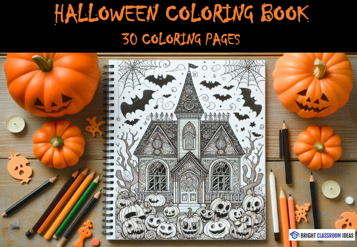 An educational teaching resource from Bright Classroom Ideas Marketplace entitled Halloween Coloring Book - 30 Coloring Pages! downloadable at Teach Simple.