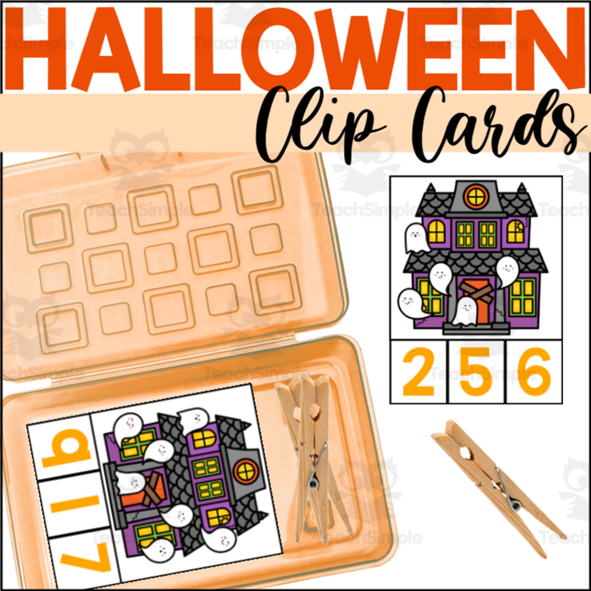 An educational teaching resource from The Connett Connection entitled Halloween Counting to 10 Clip Cards downloadable at Teach Simple.