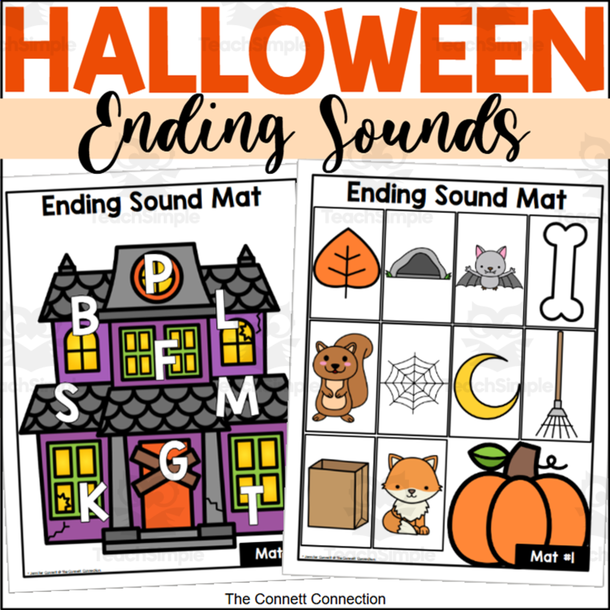 An educational teaching resource from The Connett Connection entitled Halloween Ending Sound Mats downloadable at Teach Simple.