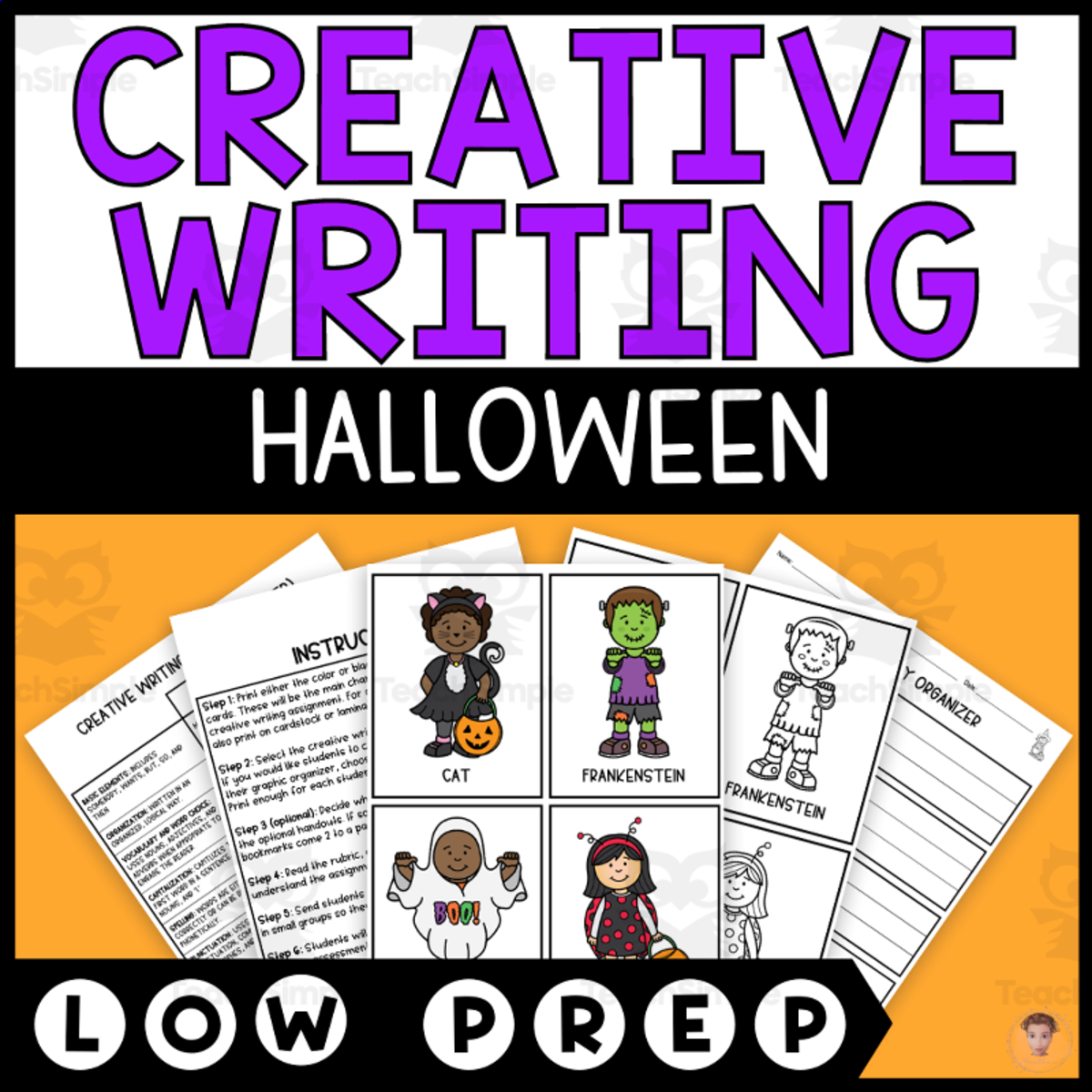 An educational teaching resource from Heather Huhman entitled Halloween Endless Creative Writing Prompts downloadable at Teach Simple.