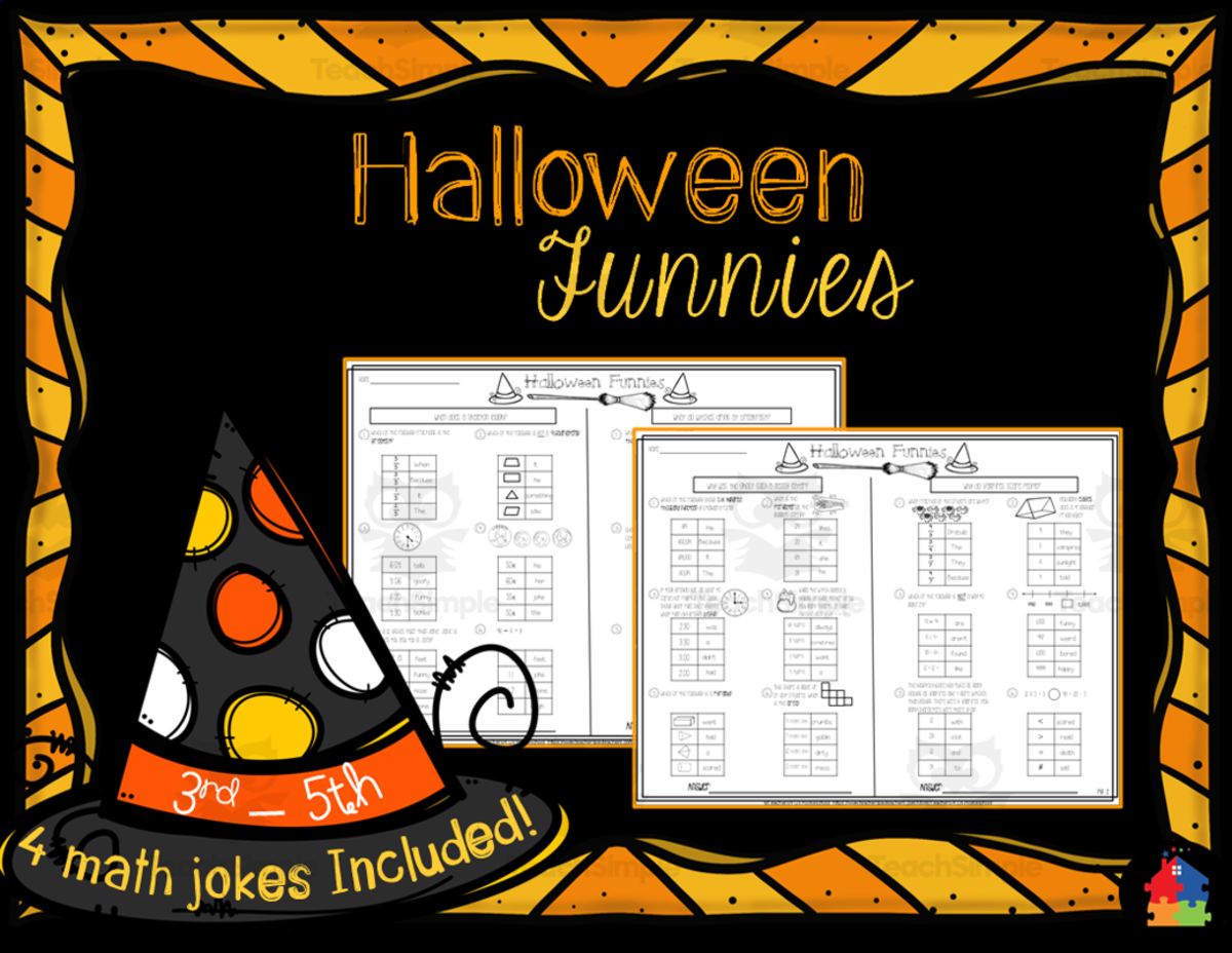 An educational teaching resource from Teachers R Us Homeschool entitled Halloween Funnies | Math Review Riddles downloadable at Teach Simple.