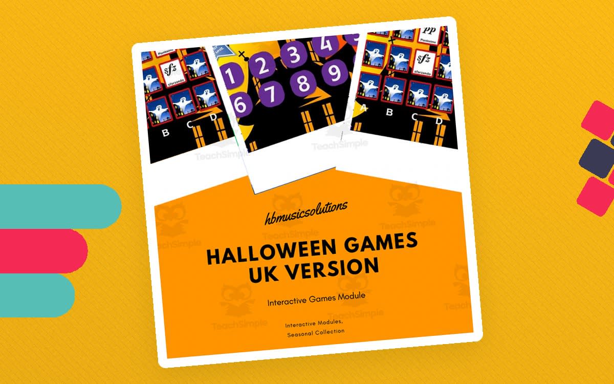 An educational teaching resource from Hbmusicsolutions's Shop entitled Halloween Games UK Version | Interactive Musical Games Activity downloadable at Teach Simple.