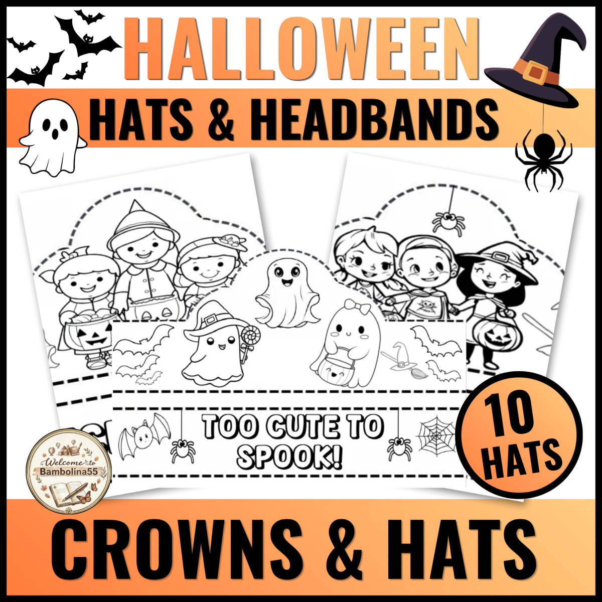 An educational teaching resource from Bambolina55 entitled Halloween Hats, Halloween Crowns, Headbands Halloween Craft October Ac downloadable at Teach Simple.