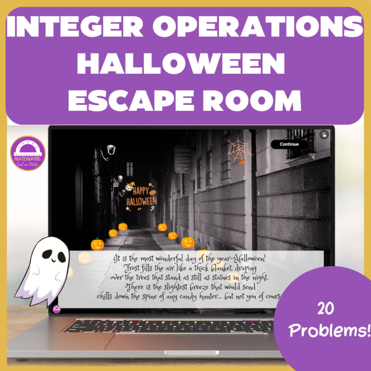 An educational teaching resource from Matemaths entitled Halloween Integer Operations Digital Escape Room downloadable at Teach Simple.