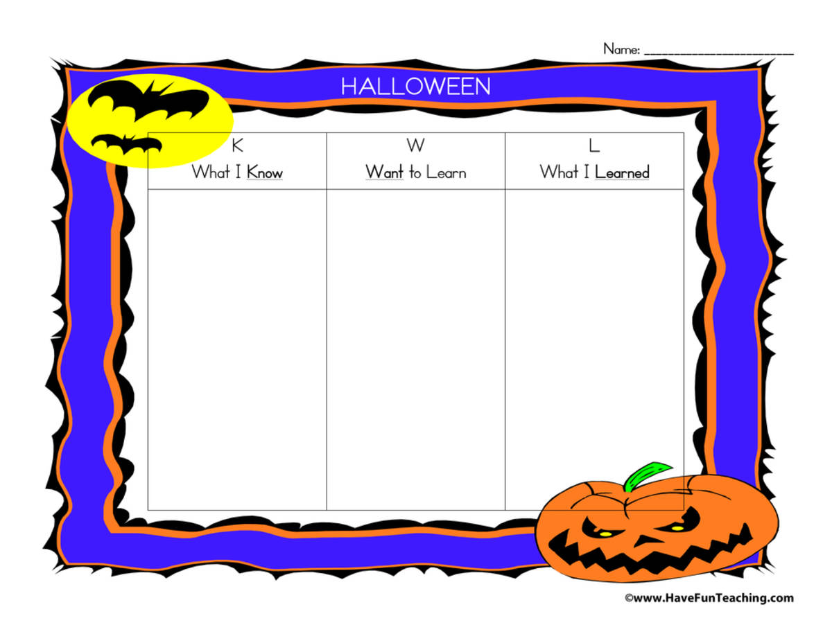 An educational teaching resource from Have Fun Teaching entitled Halloween KWL Graphic Organizer downloadable at Teach Simple.