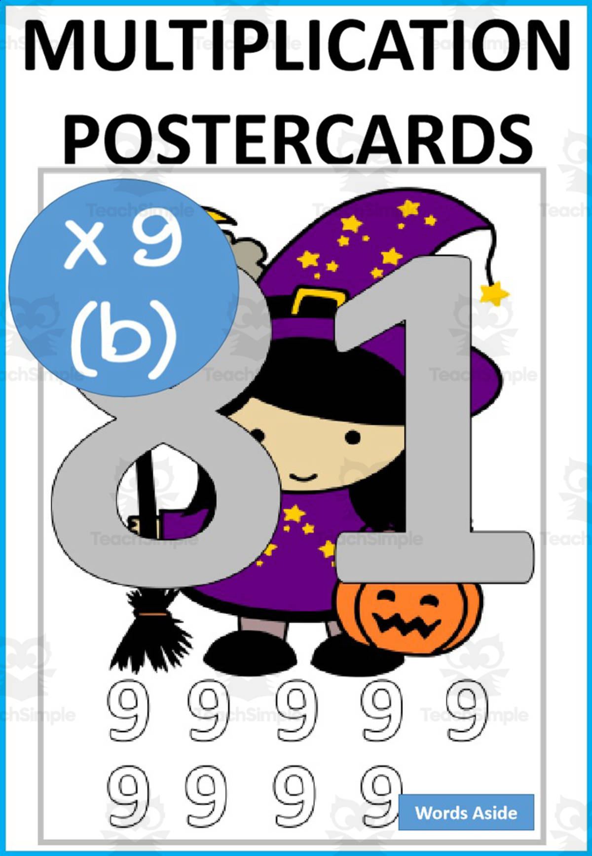 An educational teaching resource from WORDS ASIDE entitled Halloween Multiplication and Repeated Addition Posters x9b downloadable at Teach Simple.
