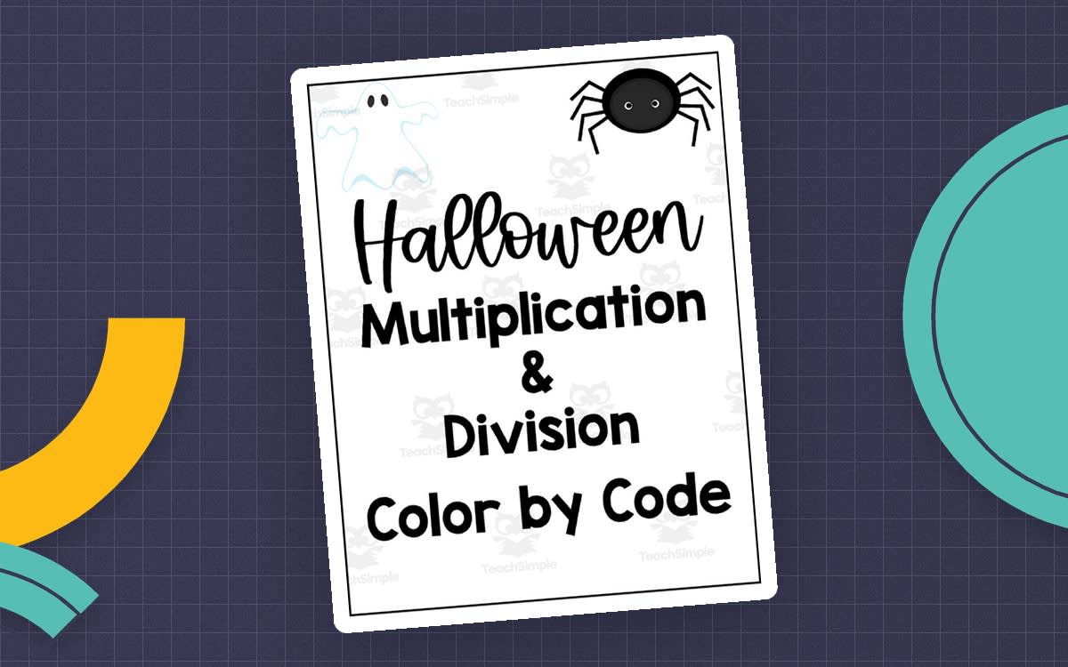 An educational teaching resource from That One Cheerful Classroom entitled Halloween Multiplication + Division Colour by Code downloadable at Teach Simple.