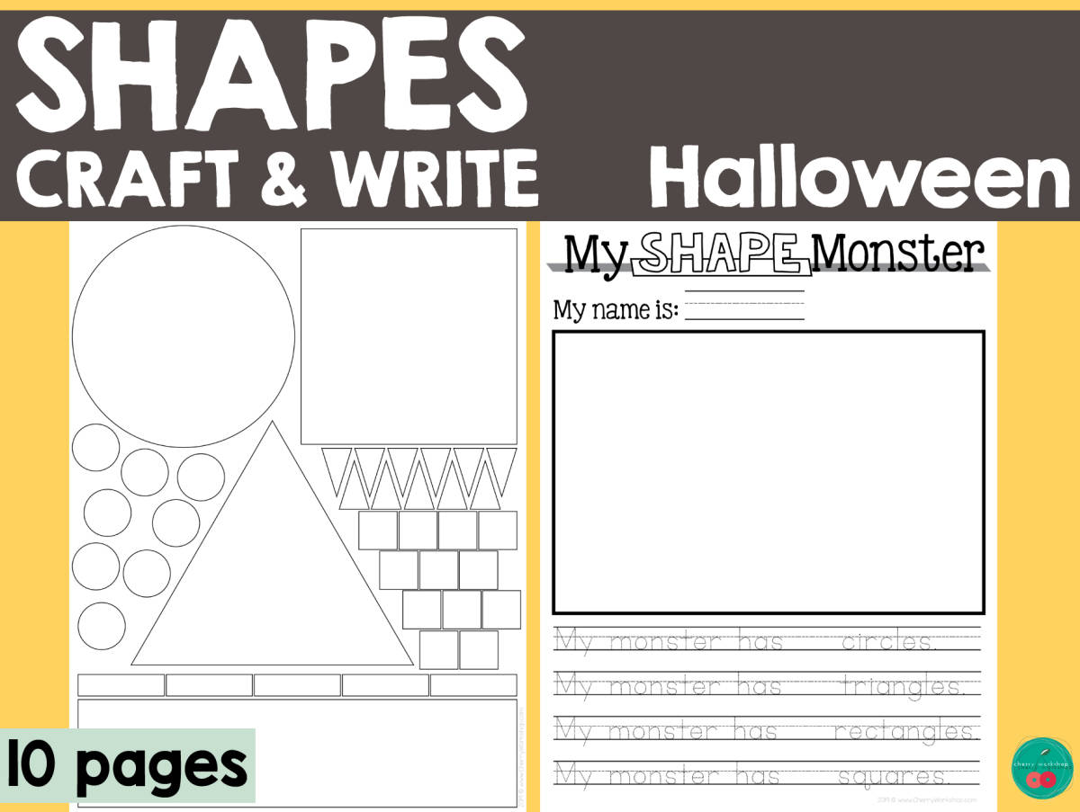 An educational teaching resource from Cherry Workshop entitled Halloween My Shape Monster downloadable at Teach Simple.